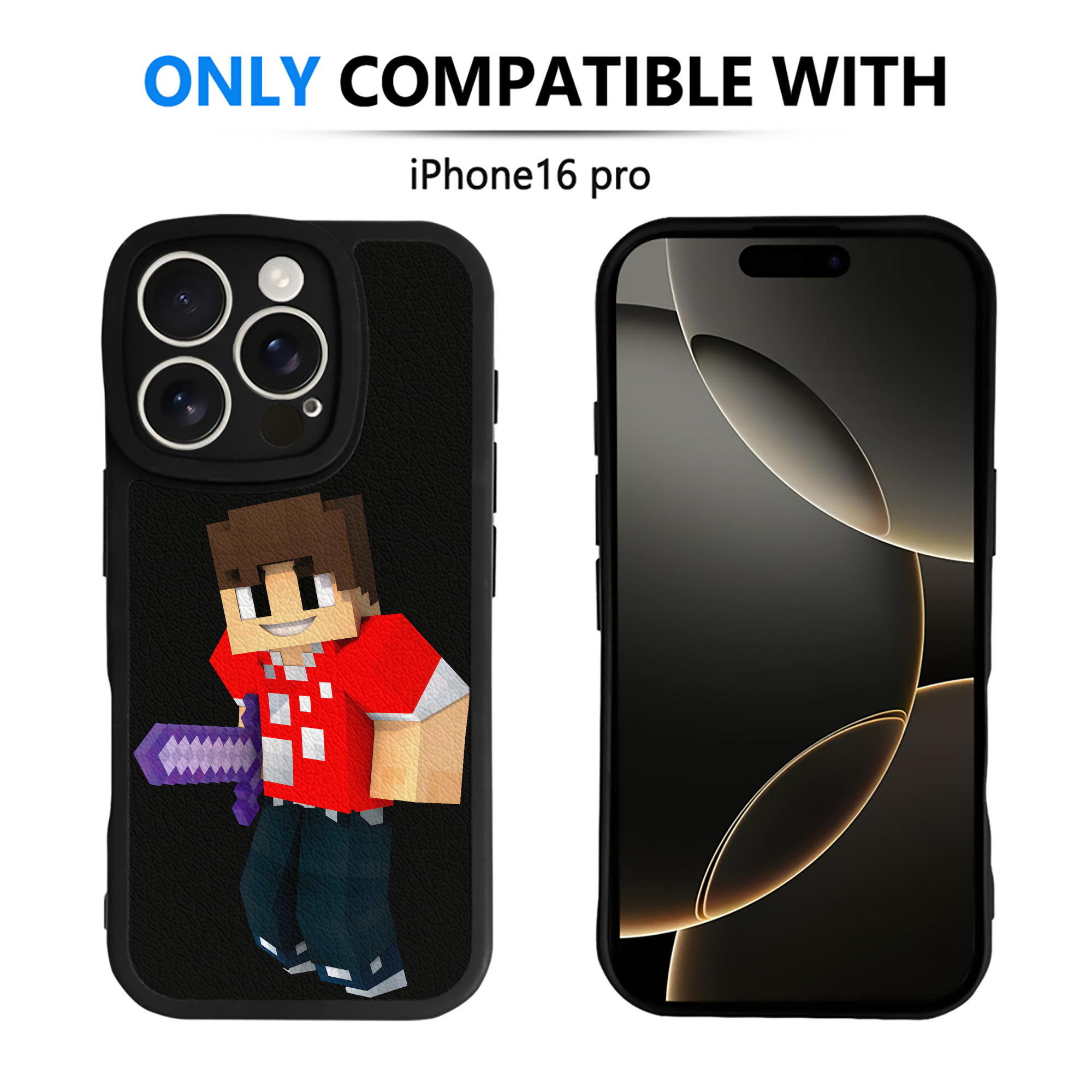 （画像用） マインクラフト ブロックの世界 Minecraft MC Block world 【iPhone 16シリーズ対応】シリコンスマホケース（レザー調） 材質：シリコン